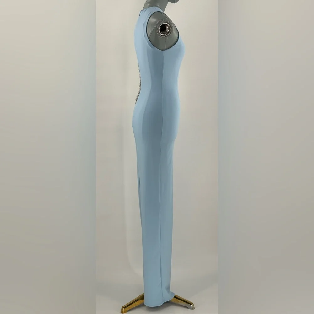 🆕 BRONX & BANCO 🧿 NWOT Camila Rhinestone Cutout Maxi, Powder Blue, Sz XS US 2 - Picture 7 of 16